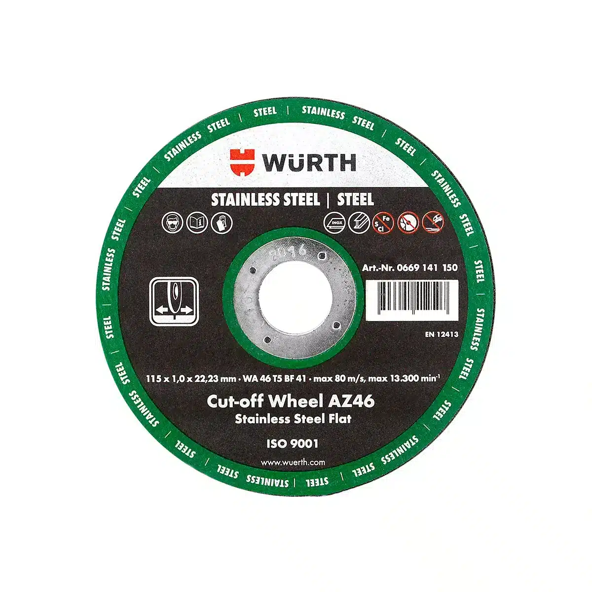 Диск за рязане метал Würth Standart Inox 115х1 мм